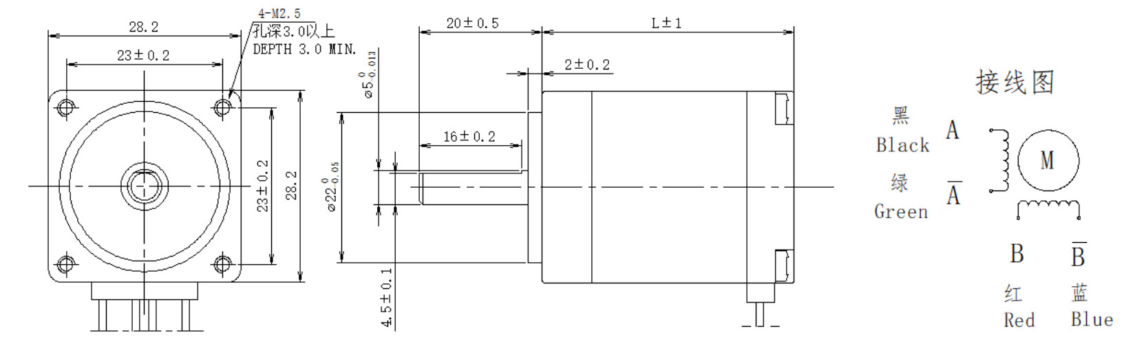 28系列1.8°兩相開(kāi)環(huán)步進(jìn)電機(jī)結(jié)構(gòu)