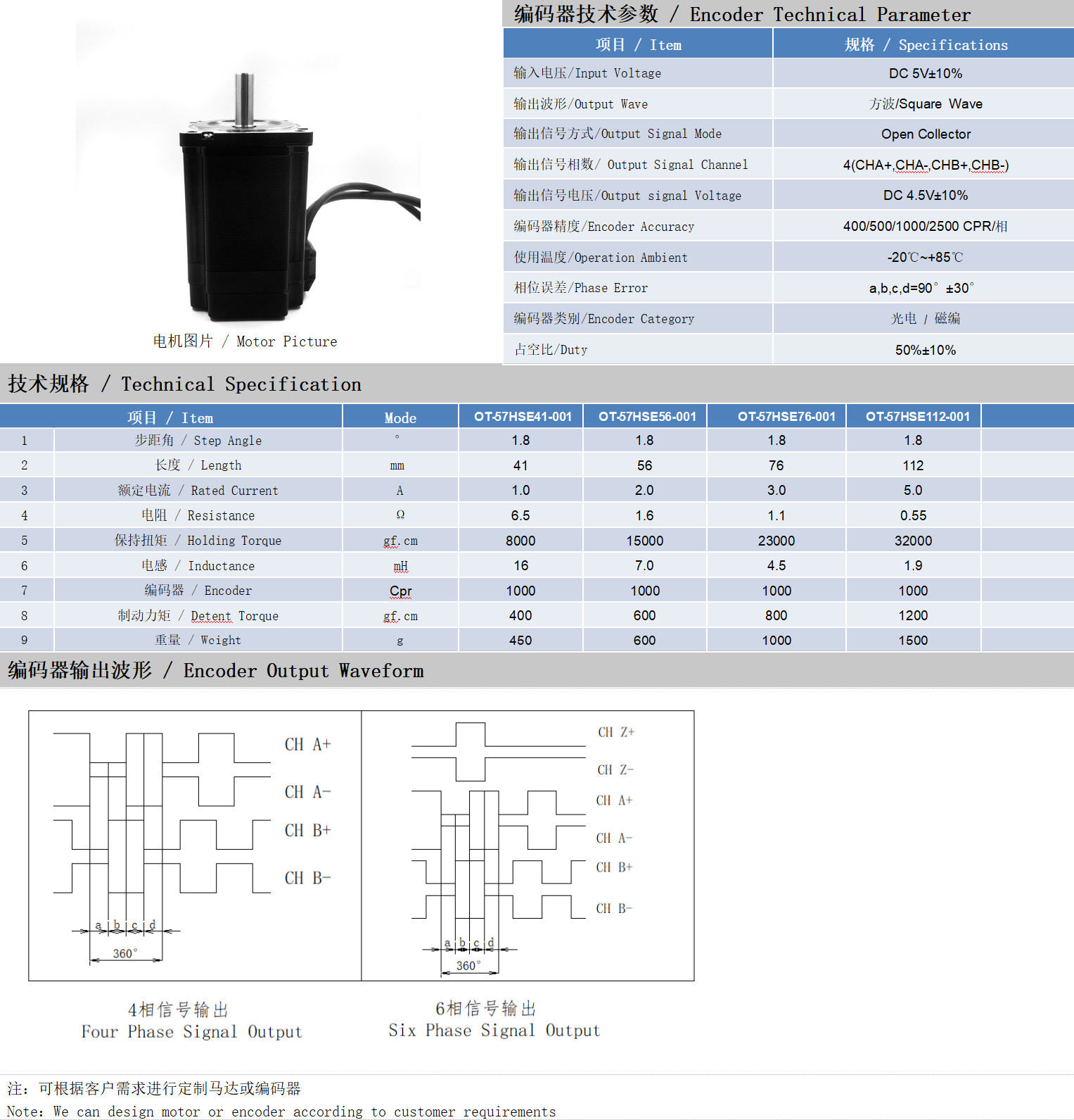 57系列1.8°兩相閉環(huán)步進(jìn)電機技術(shù)參數(shù)